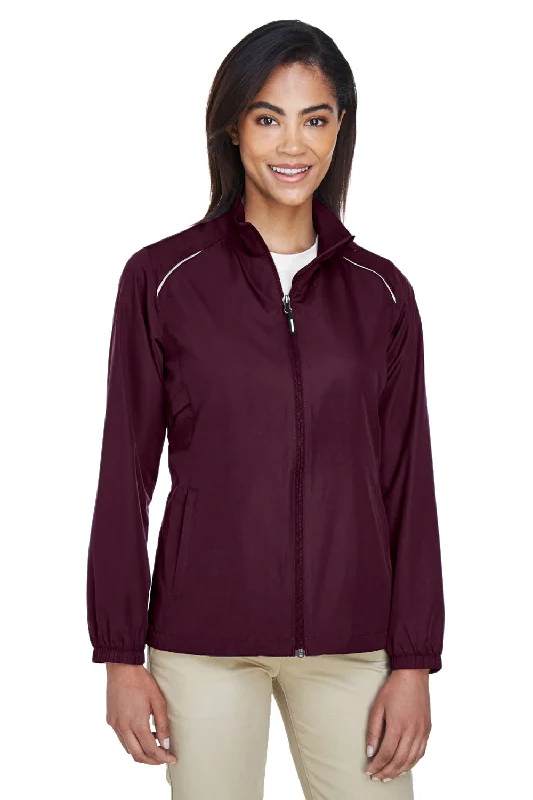 Core 365 Womens Motivate Water Resistant Full Zip Jacket - Burgundy