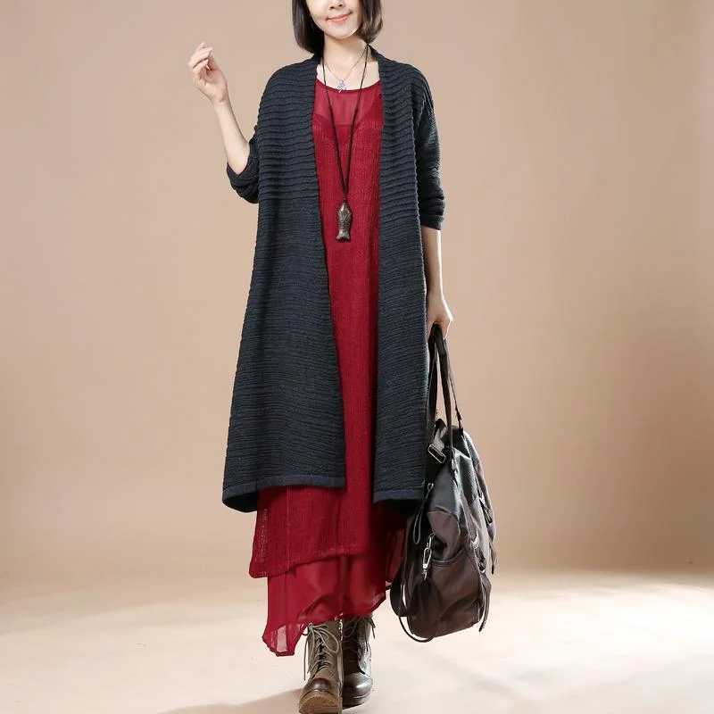 Deep gray oversize knitted coats women sweaters