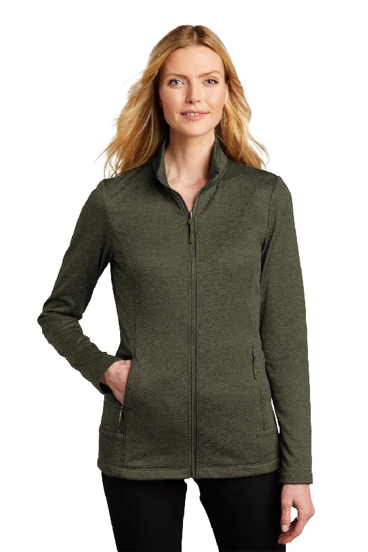 Port Authority Womens Collective Striated Fleece Full Zip Jacket - Heather Deep Olive Green