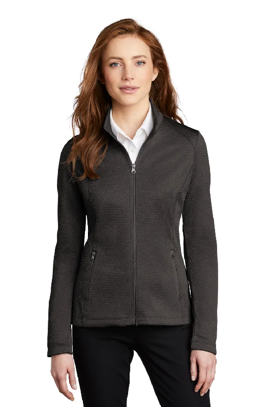 Port Authority Womens Diamond Fleece Full Zip Jacket - Heather Dark Charcoal Grey