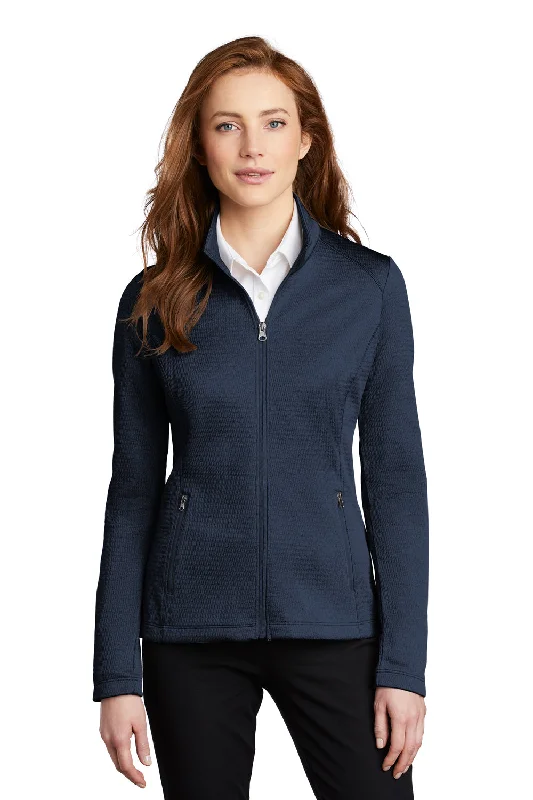 Port Authority Womens Diamond Fleece Full Zip Jacket - Heather Dress Blue Navy