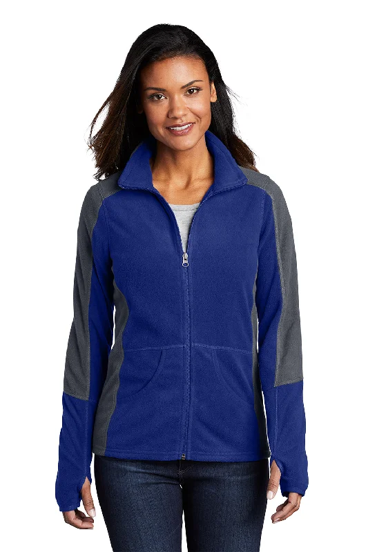 Port Authority Womens Full Zip Microfleece Jacket - Patriot Blue/Battleship Grey