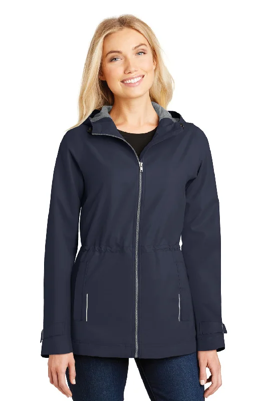 Port Authority Womens Northwest Slicker Waterproof Full Zip Hooded Jacket - Navy Blue