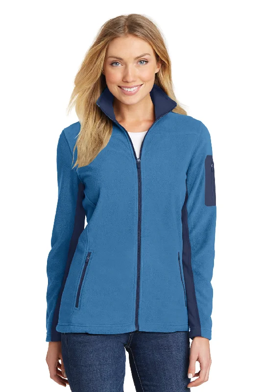 Port Authority Womens Summit Full Zip Fleece Jacket - Regal Blue/Dress Navy Blue - Closeout