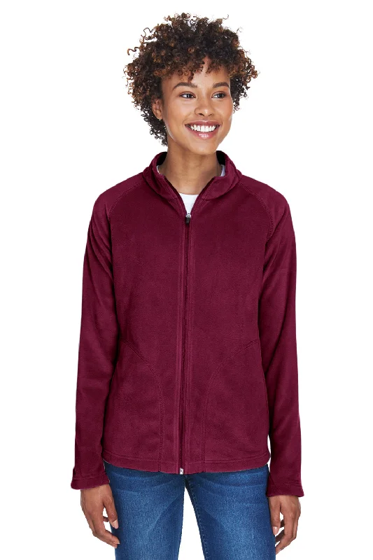 Team 365 Womens Campus Pill Resistant Microfleece Full Zip Jacket - Maroon