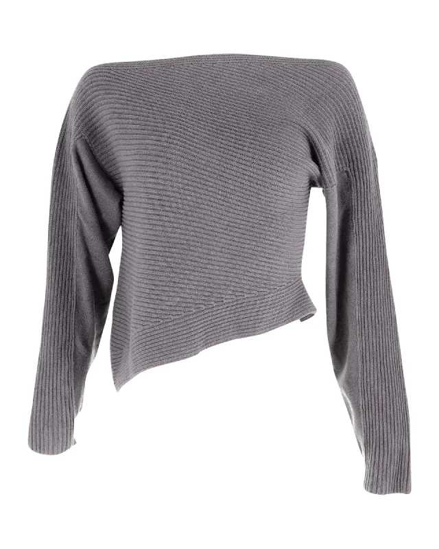 Alexander Wang Off Shoulder Sweater in Grey Cotton