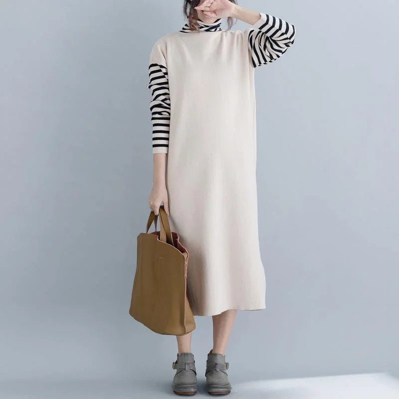 For Spring sweater weather fashion nude oversized knitted dresses