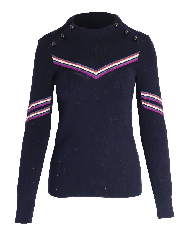 Isabel Marant Striped Sweater in Navy Blue Virgin Wool