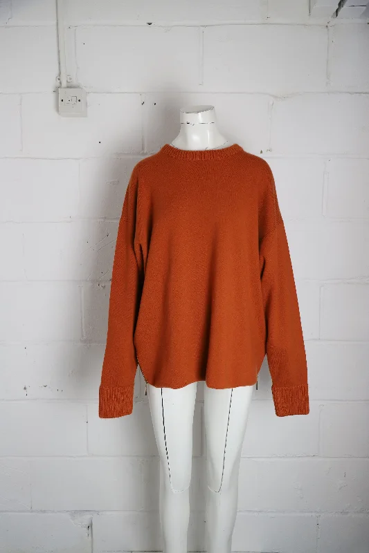 Jason Wu Side-Up Crewneck Sweater in Orange Cashmere