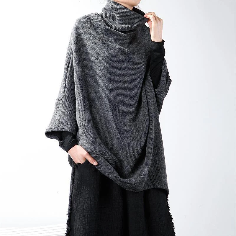 Natural cotton  tops women plus size Turtleneck Batwing Sleeve Knitting Loose Sweater