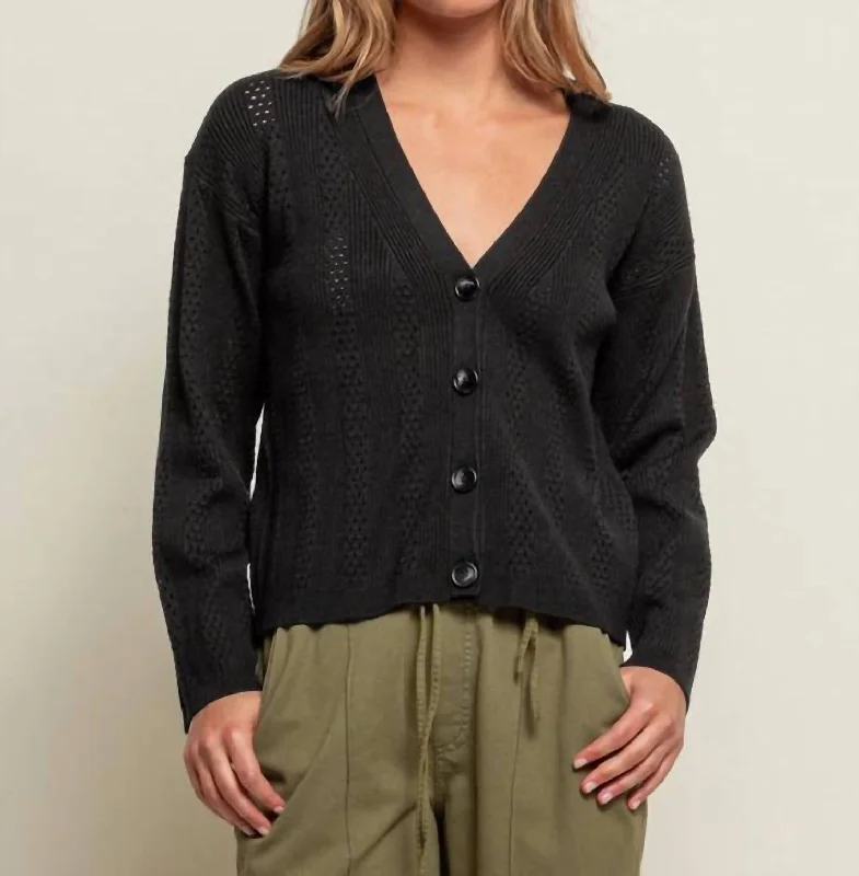 Pointelle Cardigan In Black