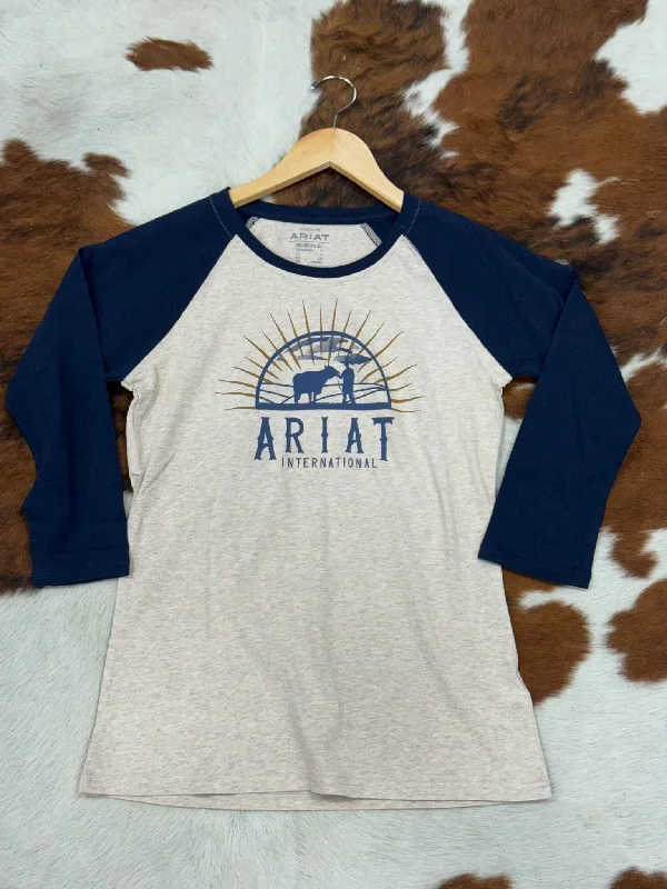 ARIAT WOMEN REAL SUNRISE WHEAT HEATHER LONG SLEEVE T-SHIRT