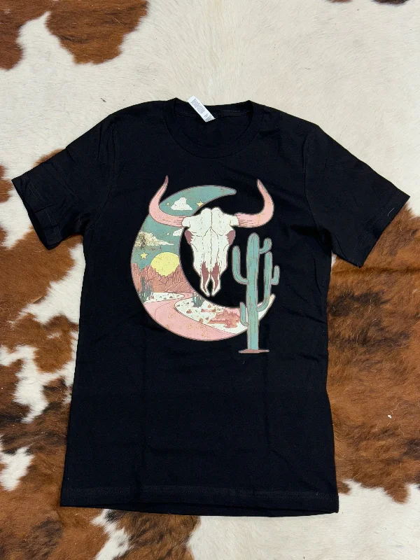 PLAYERA CANVAS BLACK COW DESING TEAL