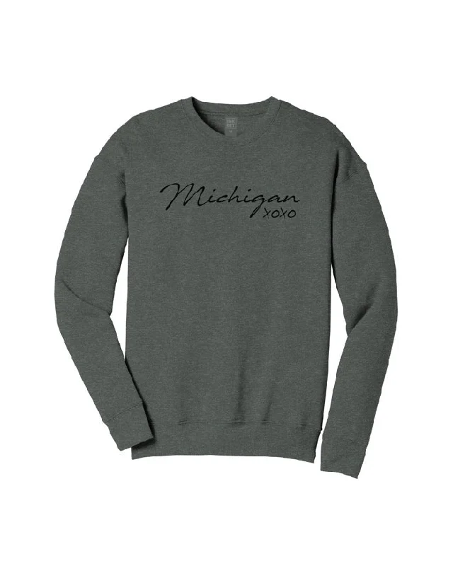 Ink Detroit Michigan XOXO Crewneck Sweatshirt - Grey