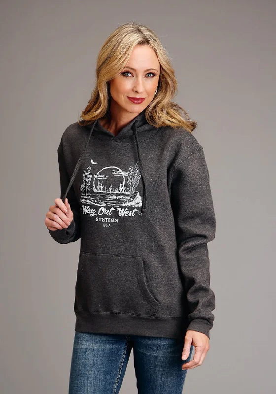 Stetson Womens Way Out West Grey Cotton Blend Hoodie