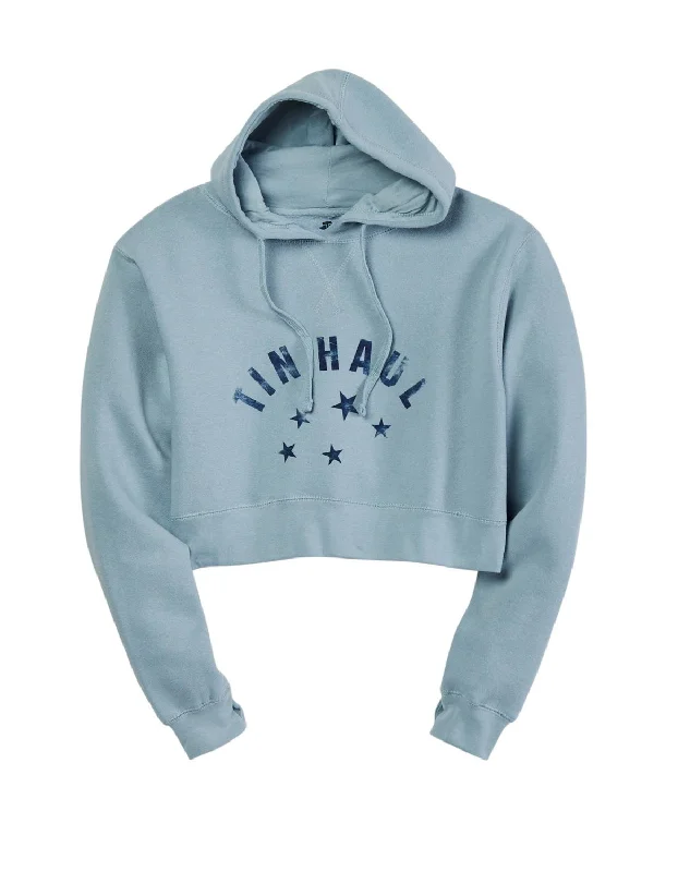 Tin Haul Womens Dropped Stars Light Blue Cotton Blend Hoodie