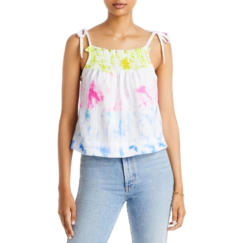 Aqua Womens Smocked Tie Dye Camisole Top