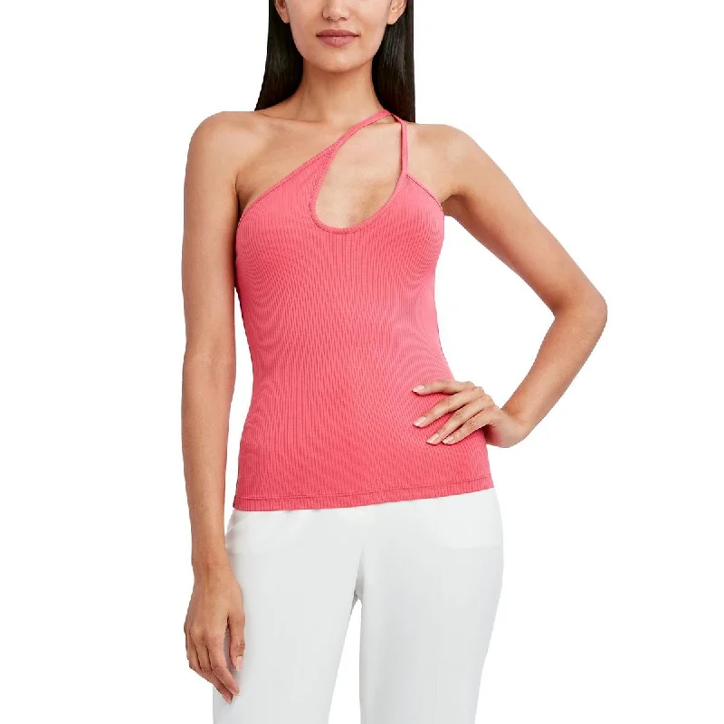 BCBGMAXAZRIA Womens Asymmetrical Ribbed Cami