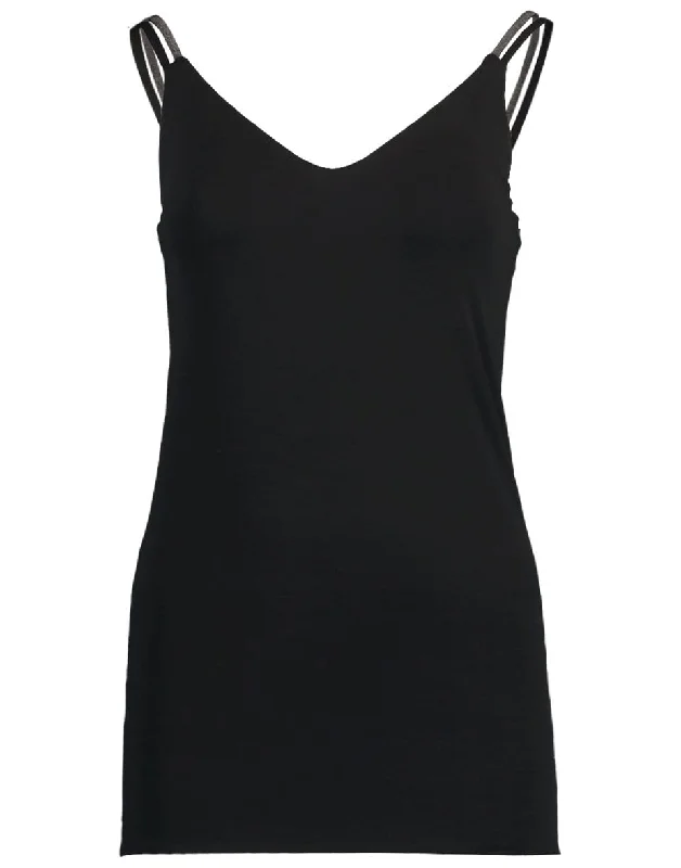 Black Double Monili Strap Jersey Cami