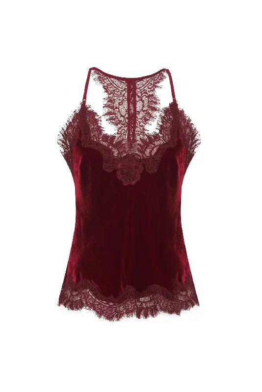 Gold Hawk Velvet Cropped Lace Cami