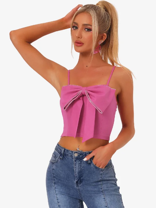 Cropped Top Bowknot Front Spaghetti Strap Cami