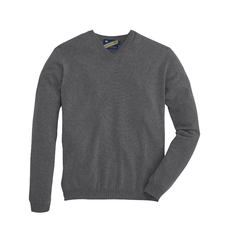 James V-Neck Cashmere Sweater - Heather Charcoal Grey