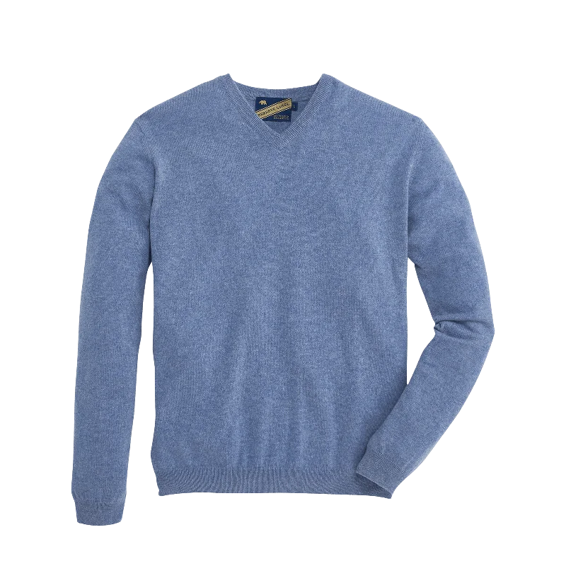 James V-Neck Cashmere Sweater - Heather Vintage Indigo