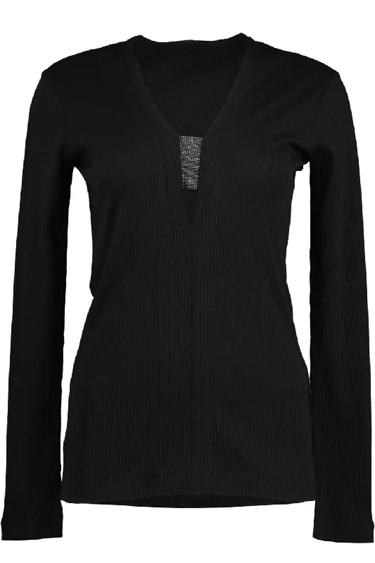 Cotton Rib Longsleeve V-Neck Top