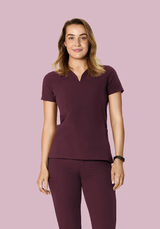 Curved V-Neck Top Merlot