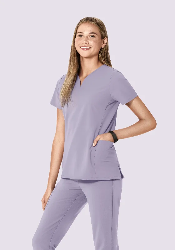 Curved V-Neck Top Ube