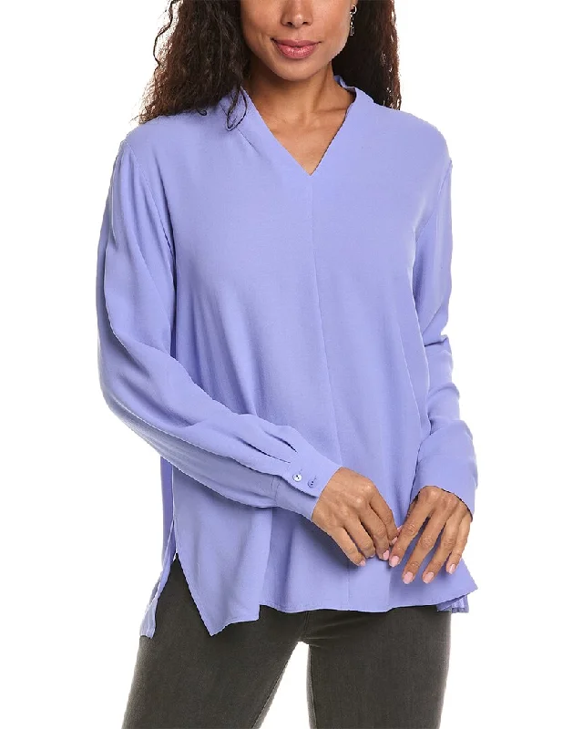 EILEEN FISHER V-Neck Silk Top