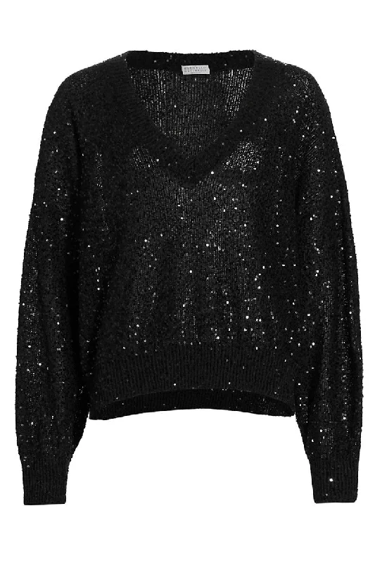 Sequin V-Neck Sweater