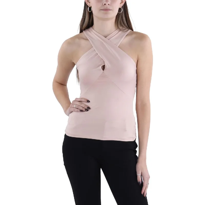 BCBGMAXAZRIA Womens Criss-Cross Sleeveless Pullover Top