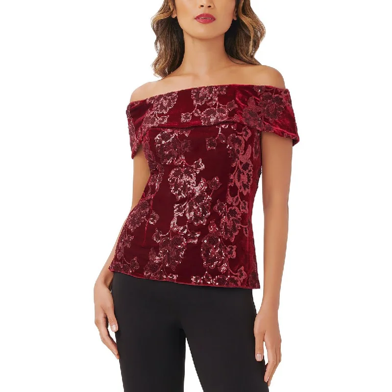 Womens Velvet Sequined Pullover Top