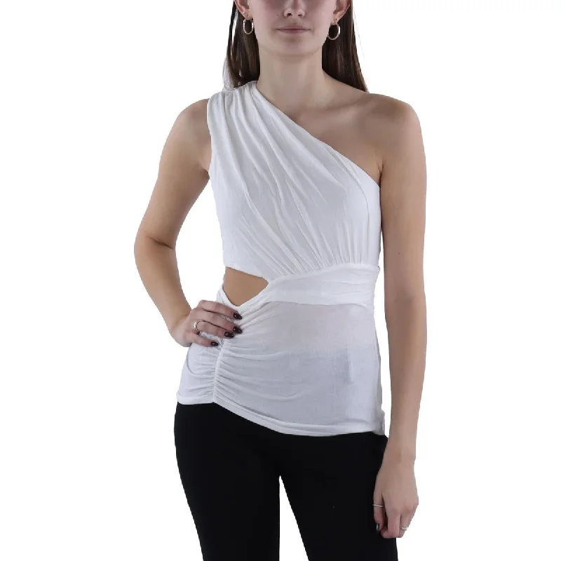 Womens Cut Out Ruched Pullover Top