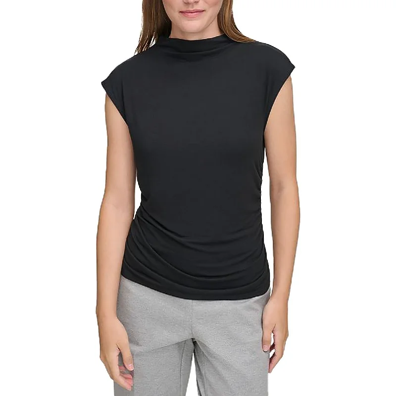 Calvin Klein Womens Envelope Collar Ruched Pullover Top