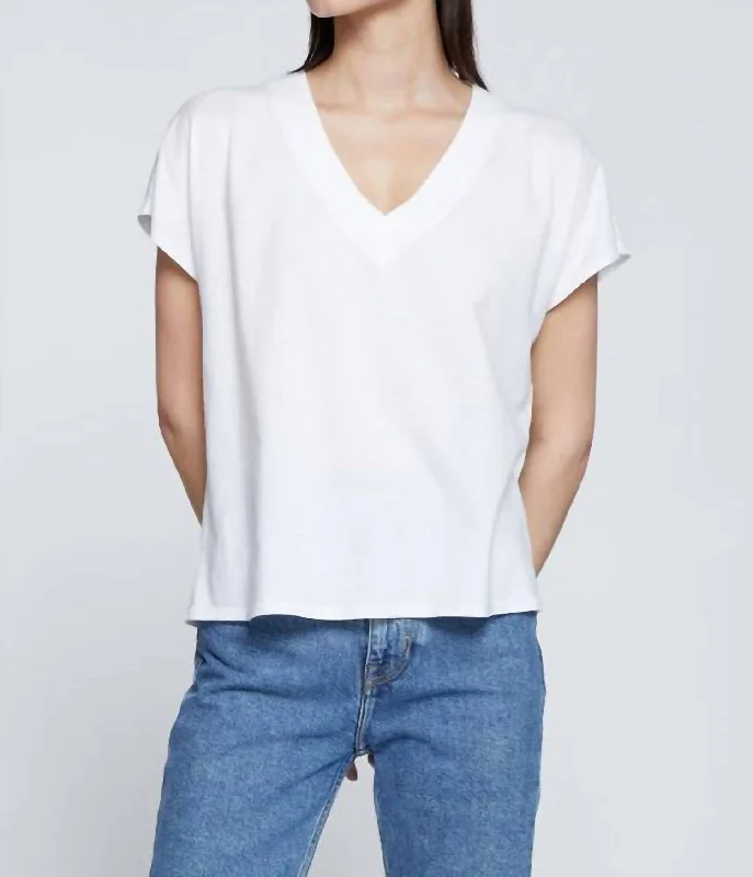 Cloud Jersey V-Neck Tee In White