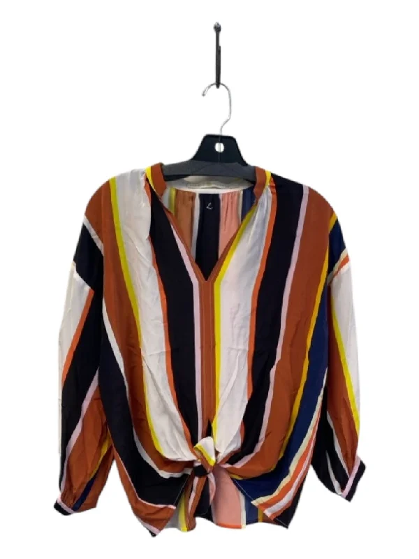 Marie Oliver Size XS Multi Missing Fabric Tag Long Sleeve V Neck Striped Top