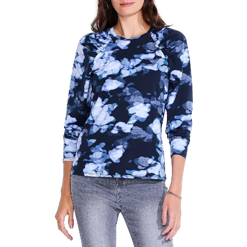 Nic + Zoe Womens Printed Puff Shoulder Pullover Top