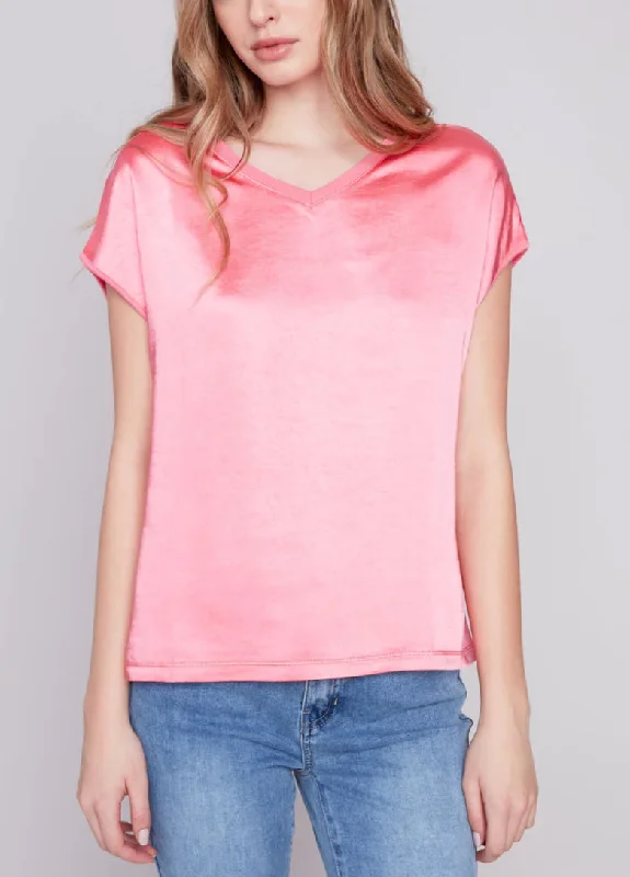 Satin Knit V-Neck