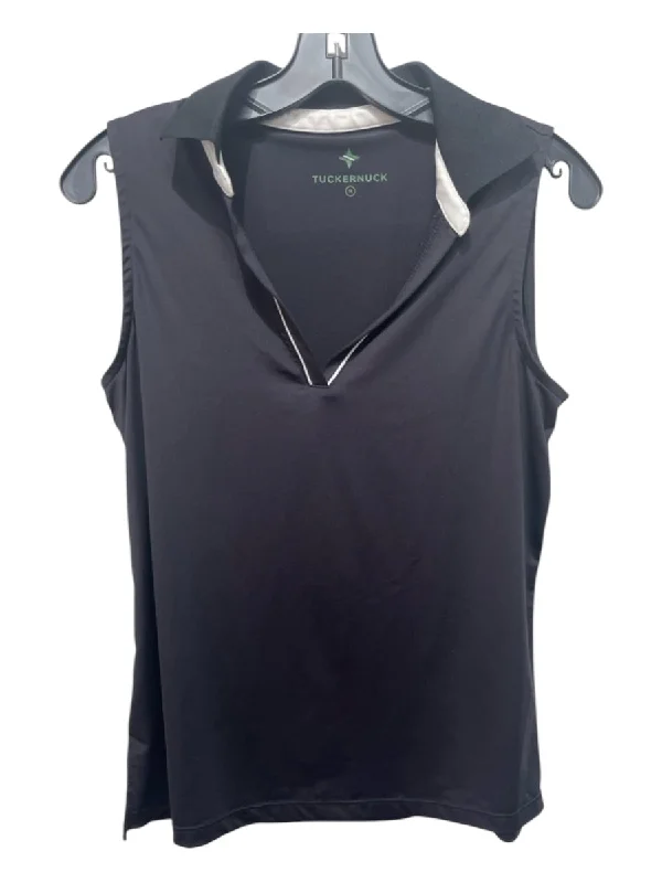 Tuckernuck Size M Black Polyester V Neck Collar Sleeveless Athletic Top