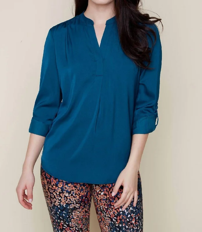 V-Neck Blouse In Lagoon