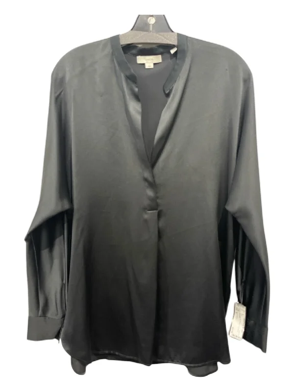 Vince Camuto Size M Silk V Neck Long Sleeve Top