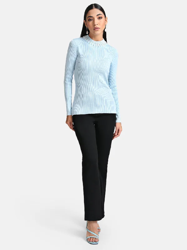 Pearl Beaded Turtle Neck Pullover