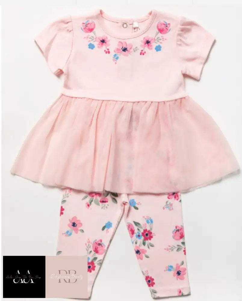 BABY GIRLS FLORAL TUTU DRESS & LEGGINGS OUTFIT (3-24 MONTHS)