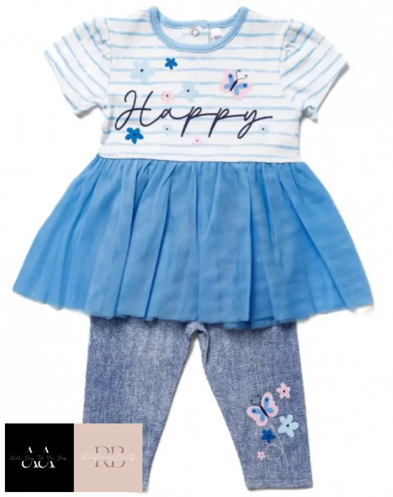 BABY GIRLS HAPPY TUTU DRESS & LEGGINGS OUTFIT (3-24 MONTHS)