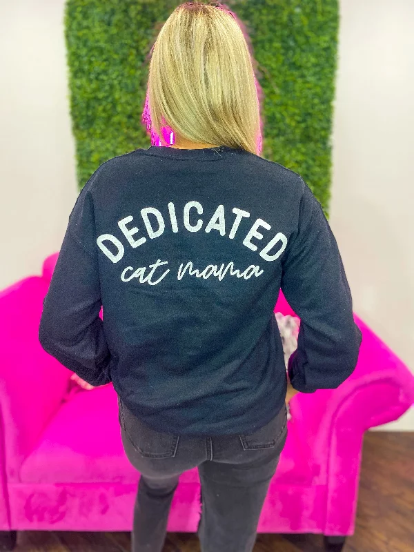 Dedicated Cat Mama Pullover - Black