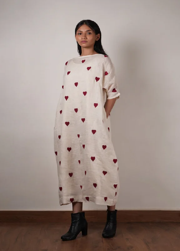 Mati Heart Dress-Oatmeal